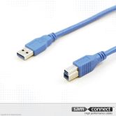 USB A to USB B 3.0 cable, 1m, m/m
