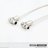Coax RG 6 cable, angled IEC-connectors, 1.5m, m/f
