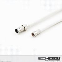 Coax RG 59 cable, IEC to F-connector, 3 m, f/m